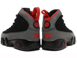 Кроссовки Nike Air Jordan 9 мужские черно-серые с красным - фото сзади