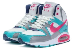 Зимние Nike Air Max Skyline High с мехом розовые с синим 35-39