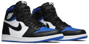 Nike Air Jordan 1 Retro OG GS Royal Toe синие с белым и черным кожаные мужские (40-44)