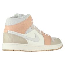 Зимние Nike Air Jordan 1 Mid Milan с мехом бело-серые с бежевым кожа-нубук женские (35-40)